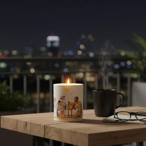 Bougie parfumée à l'encens : crèche de Noël