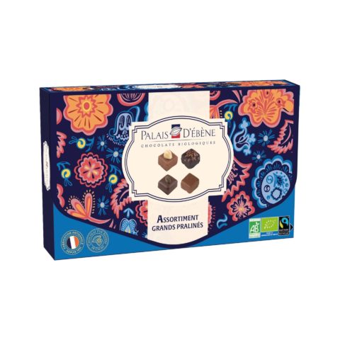 Assortiment de grands pralinés - Boite fleuri