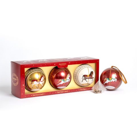 Lot de trois boules de noël tisanes féeriques