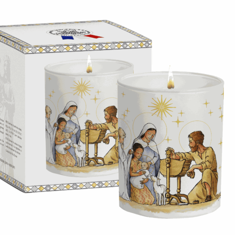 Bougie parfumée à l'encens : crèche de Noël