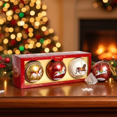 Lot de trois boules de noël tisanes féeriques