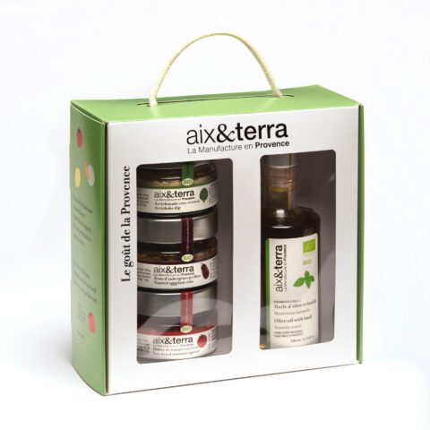Coffret trio Apéro Bio & Huile d’Olive Basilic Bio